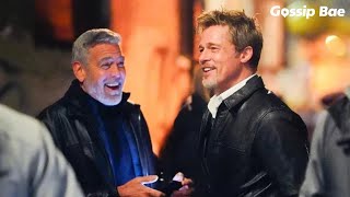 Brad Pitt &amp; George Clooney film night scenes for &quot;Wolves&quot;