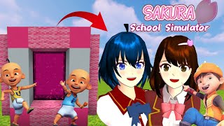 BOBOIBOY AND UPIN IPIN MAKE A SAKURA SCHOOL SIMULATOR PORTAL IN MINECRAFT screenshot 5