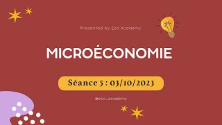 Microéconomie S1 séance 5 (Combinaison optimale par TMS | Exercices) 2023