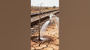 The goat saved the cucumber tree from drying up by watering it 😭 #ai #save #tree #goat