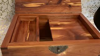 I made a beautiful fancy Cedar keepsake box with a small shelve and storage trays