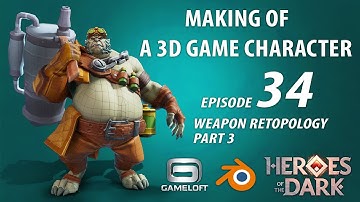 Weapon retopo part 3 - Create a commercial game 3D character episode 34