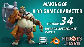 Weapon Retopo Part 3 - Create A Commercial Game 3D Character Episode 34