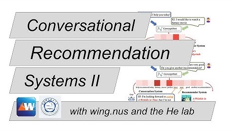 Conversational Recommendation Systems II (CS6101: Week 11 - WING Reading Group Sem 2020)