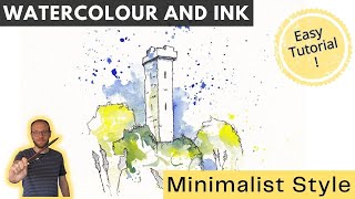 Minimalist Urban Sketching JUST TWO Colours  Easy Watercolour and Ink Tutorial