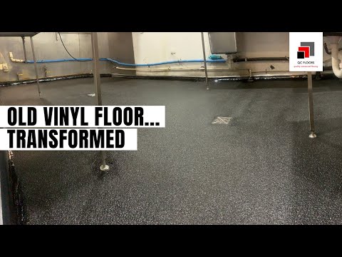 Health Hazard Vinyl Floor Transformed With Commercial Epoxy Troweled System and New Coving