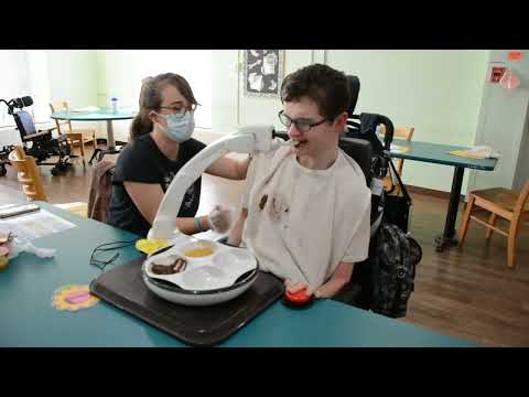 Obi Adaptive Eating Device with Matt & Claire at HMS School for Children with Cerebral Palsy