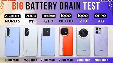 BIG BATTERY DRAIN TEST | OnePlus Nord 5 vs POCO F7 vs iQOO Neo 10 vs Realme GT 7 vs iQOO Z10 vs K13