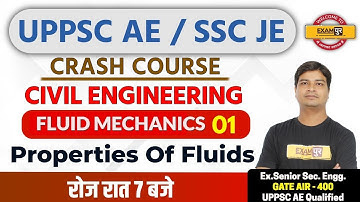 UPPSC AE / SSC JE || Civil Eng. | Jitendra sir || Class 01 | FLUID MECHANICS | Properties Of Fluids