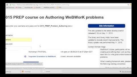 WeBWorK Classlist Editor - Workshop 0 - an Introduction