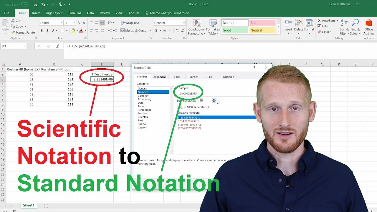 Changing Scientific Notation to Standard Notation in Excel