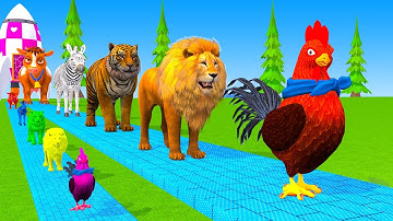 Long Slide Game With Cow Elephant Gorilla Hippopotamus Tiger 3d Animal Game Funny 3d Animals
