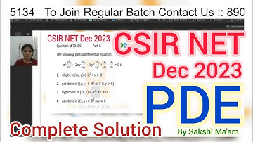 CSIR NET December 2023 PDE Solution | PDE CSIR NET Dec 2023 Complete Solution | PART B and PART C