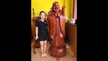 Gỗ hương vân đẹp như thế nào| tượng di lặc chúc phúc cao 1m76