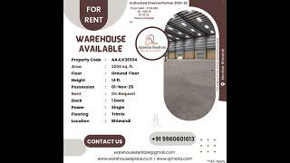 2250 SQ.ft WAREHOUSE SPACE PROPERTY AVAILABLE ON RENT FOR LARGE INDUSTRIES IN BHIWANDI,