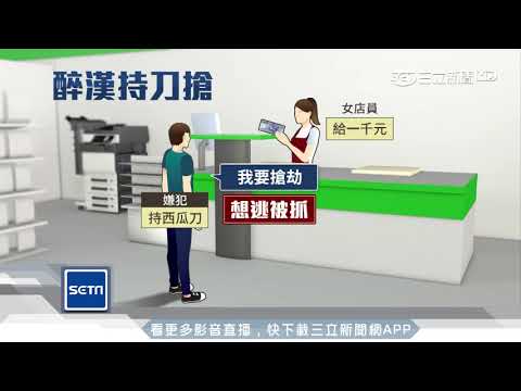 醉失控！向媽媽討錢失敗　嫌犯持刀搶超商│三立新聞台