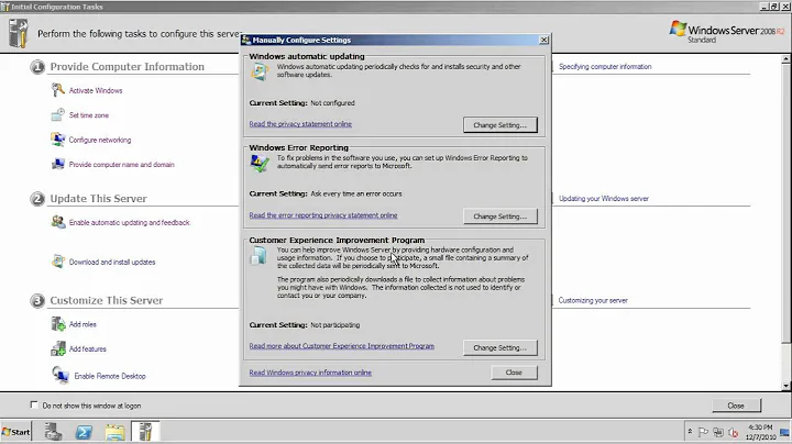 Configuring Windows Server 2008 with Initial Configuration Tasks