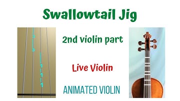 💃🏽 🕺🏽 SWALLOWTAIL JIG ☘ 🍀 , 2nd violin part. PLAY ALONG Violin Tutorial. ANIMATED VIOLIN TAB 🎻🔢