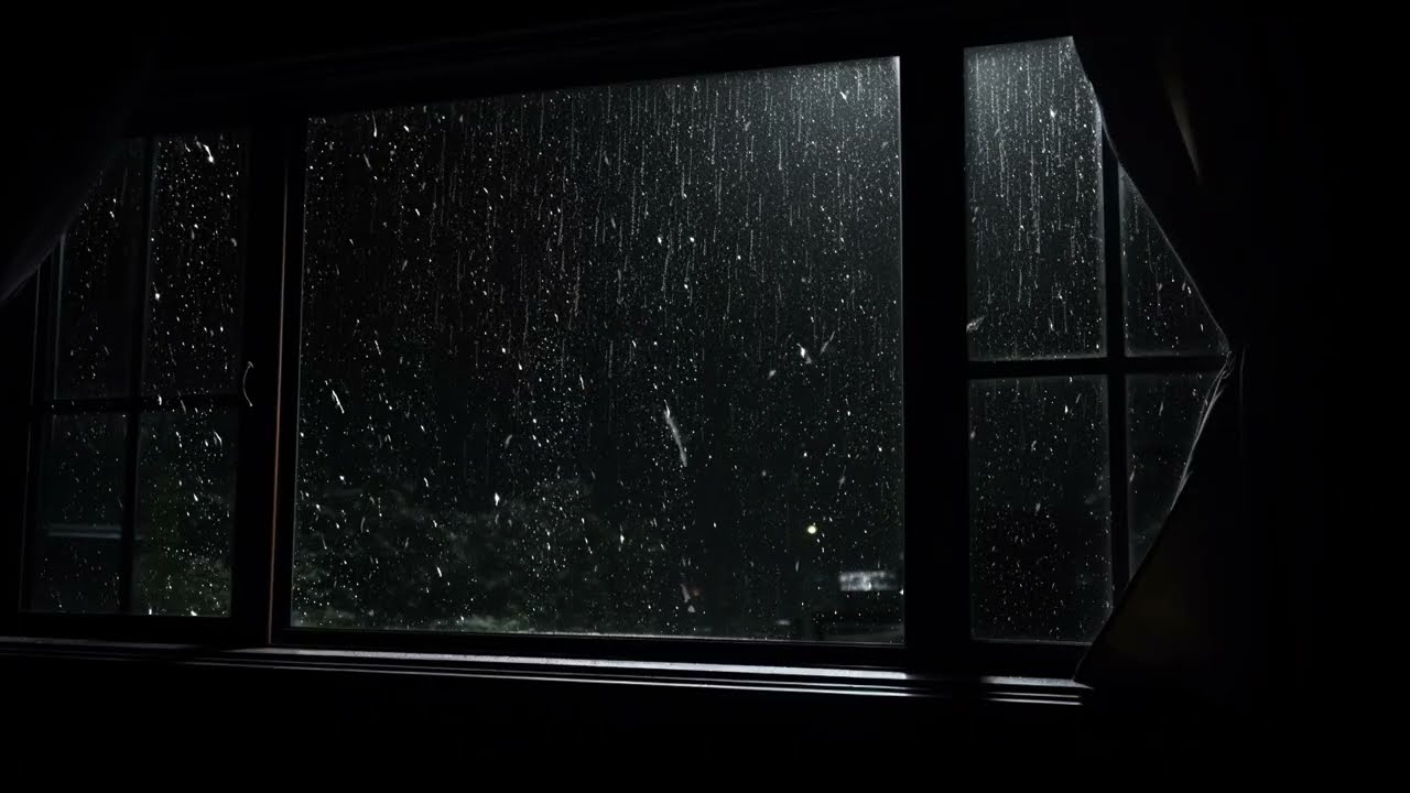 Rain Sounds on Window with Gentle Thunder | Heavy Rain for Deep Sleep, Study & Relaxation