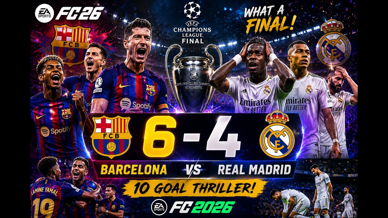 🏆 Barcelona 6-4 Real Madrid | UEFA Champions League Final | EA