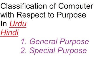 Classification of computer with respect to purpose/ Urdu / Hindi
