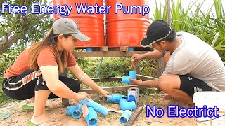 Free Energy Water pump Red Double Tank for rice field | Water Pump without Electricity Full Video