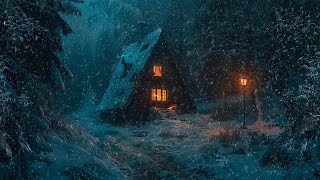 Intense Snowstorm Blizzard & Arctic Snow Squalls hits a Lonely Log Cabin | Cold Howling Wind Relax