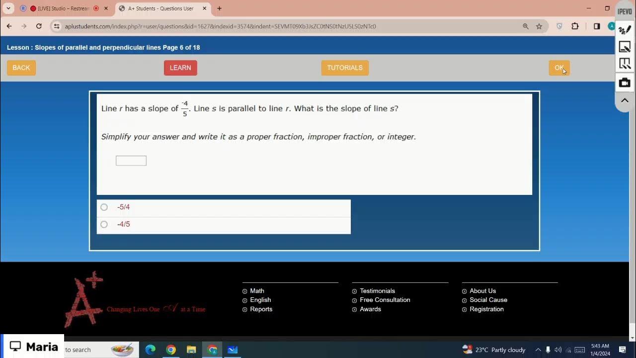 Grade 9 - Math: Pointslope form: graph an equation, Pointslope form