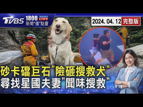 開挖砂卡礑「巨石險砸搜救犬」 找星國夫妻「消防聞味道搜救」20240412｜1800新聞儀點靈完整版｜TVBS新聞