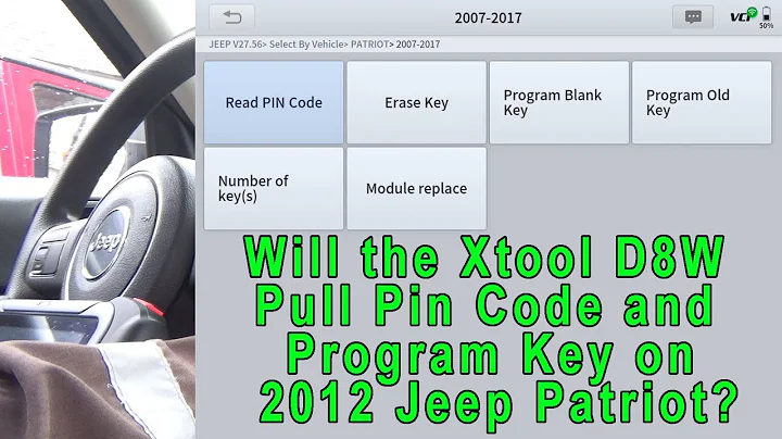 Will the Xtool D8W Pull the Pin Code and Program a New Key on a 2012 Jeep Patriot?