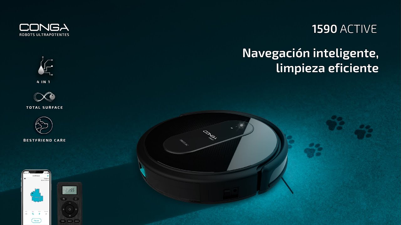 Robot aspirador ultrapotente Conga 1590 Active - YouTube