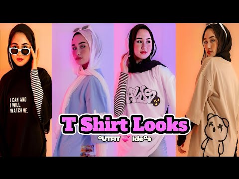 تنسيق تيشيرتات أوفر سايز للمحجبات  
