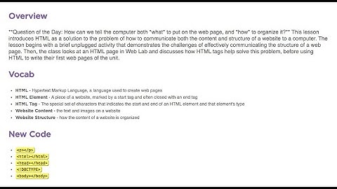Unit 2 Lesson 2: Intro to HTML (Bubbles 1-8)
