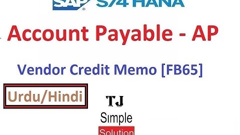 SAP-FI-AP-02 - Create Vendor Credit Memo Without Reference to PO in SAP S/4HANA [FB65] - Hindi/Urdu