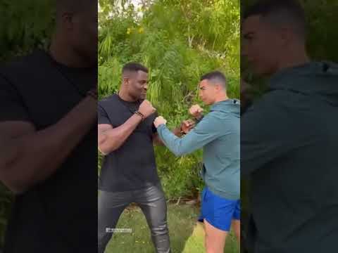 Cristiano Ronaldo squaring up with Francis Ngannou 😅👊 (via @cristiano) #shorts