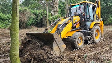JCB Backhoe Clearing Ground To Planet Tree - JCB Working on Forest - JCB Backhoe Video 4
