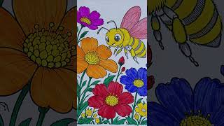 Satisfying Marker Coloring: Happy Bee in the Garden ✨Cozy Coloring Pages