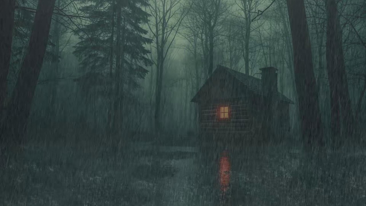 Forest Cabin at Night in Heavy Rain | Deep Sleep Ambience