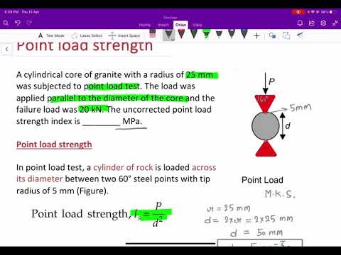 Engineering geology numerical based on Point load strength index, Brazilian test & RQD