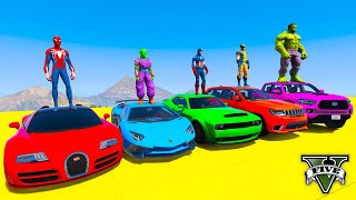 SPIDERMAN Epic New Mega Ramp Challenge Cars and Monster Trucks! SuperHero Hulk Goku Venom – GTA 5