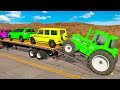 Flatbed Truck Mcqueen | Transportation with Truck - Pothole vs Car #14 - BeamNG.Drive