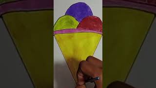 How to draw Ice Cream | cute Ice cream with colour easy draw viral drawingicecream