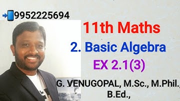11th maths|exercise 2.1 Q no 3|chapter 2|Basic Algebra.