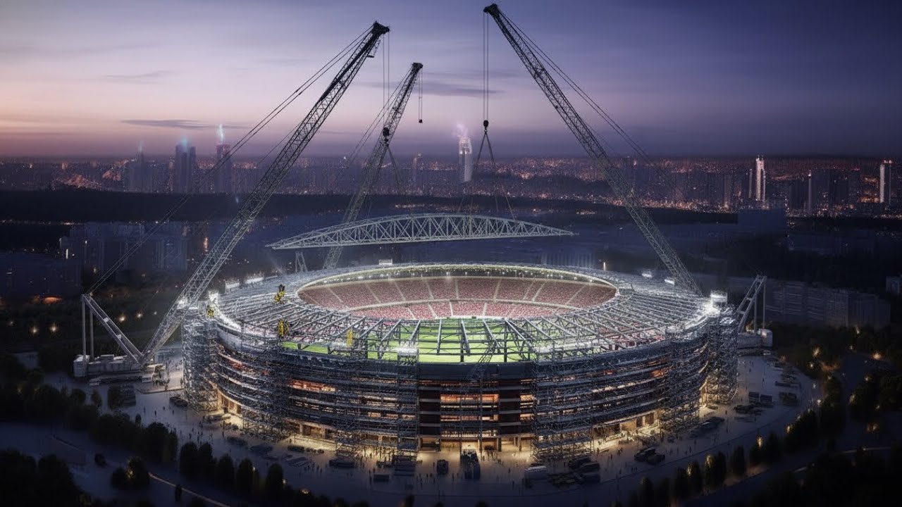 AI Simulation: Building a Modern Football Stadium From Foundation to Completion