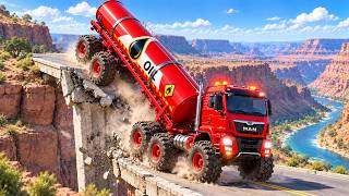 Cars vs COLLAPSING UNFINISHED Road Bridge - BeamNG.drive