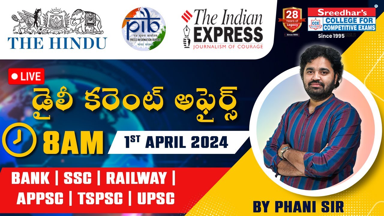 🔴Live | Daily Current Affairs in Telugu | 01st APRIL | Latest ...
