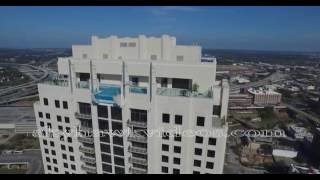 Drone - 40 Stories High Glass Bottom Pool Extends 10 feet over rooftop edge
