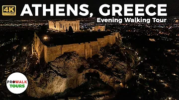 Athens, Greece Evening Walking Tour - with Captions! [4K|UHD]