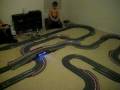 Scx digital 2 lane track with super sliding curve 2 banked curves 1 bridge 1 chicane approx 85 feet in length