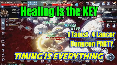 Mir4 Healing is the KEY - (1 Taoist 4 Lancer) DUNGEON Party Timing is EVERYTHING